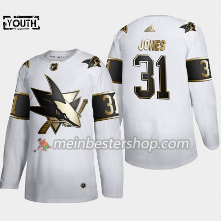 San Jose Sharks Martin Jones 31 Adidas 2019-2020 Golden Edition Weiß Trikot Authentic - Kinder San Jose Sharks Martin Jones 31 Adidas 2019-2020 Golden Edition Weiß Trikot Authentic - Kinder